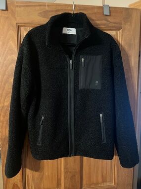 SoulCycle Plush Black Sherpa Zip-Up Jacket